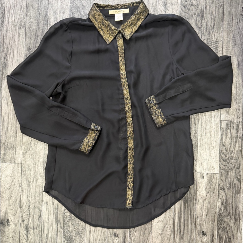 Arden B Black and Gold Blouse